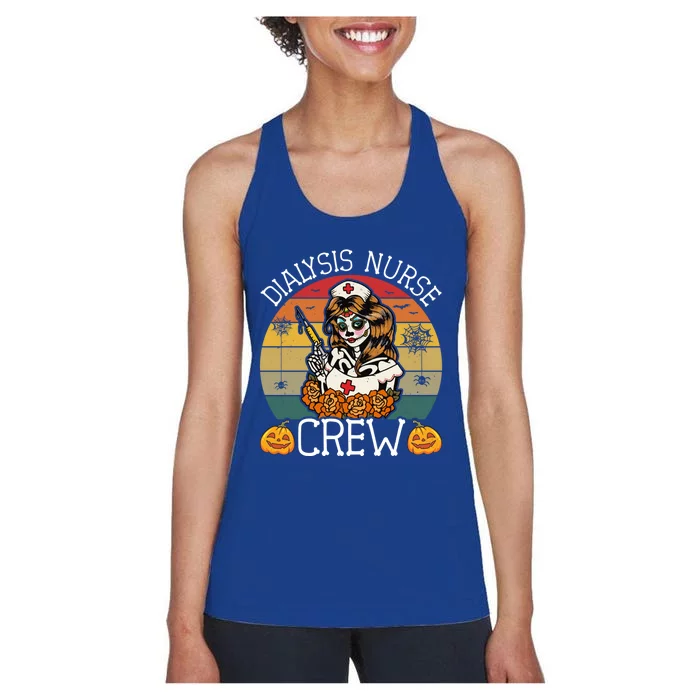 Skeleton Dialysis Nurse Crew Funny Vintage Halloween Nurses Cute Gift Women's Racerback Tank