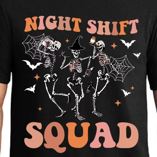 Skeleton Dancing Nurse Night Squad Shift Halloween Pajama Set