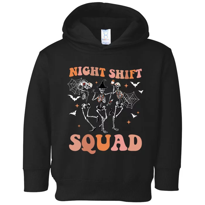 Skeleton Dancing Nurse Night Squad Shift Halloween Toddler Hoodie