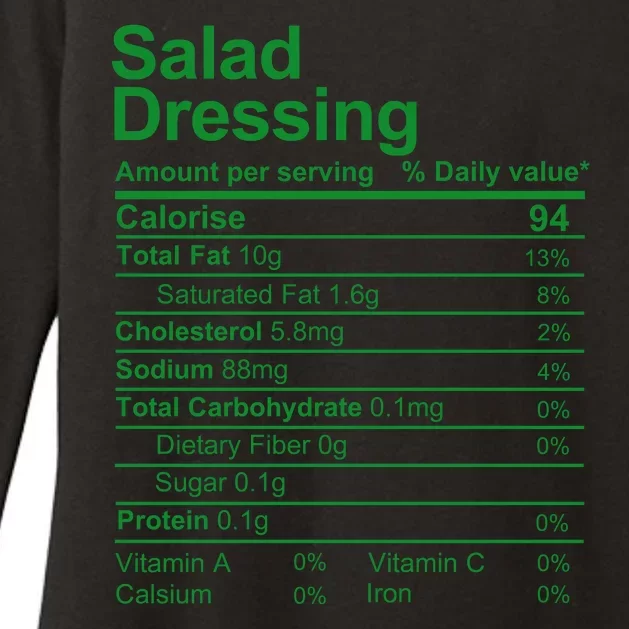 Salad Dressing Nutrition Facts Label Womens CVC Long Sleeve Shirt