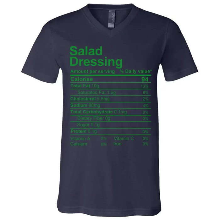 Salad Dressing Nutrition Facts Label V-Neck T-Shirt