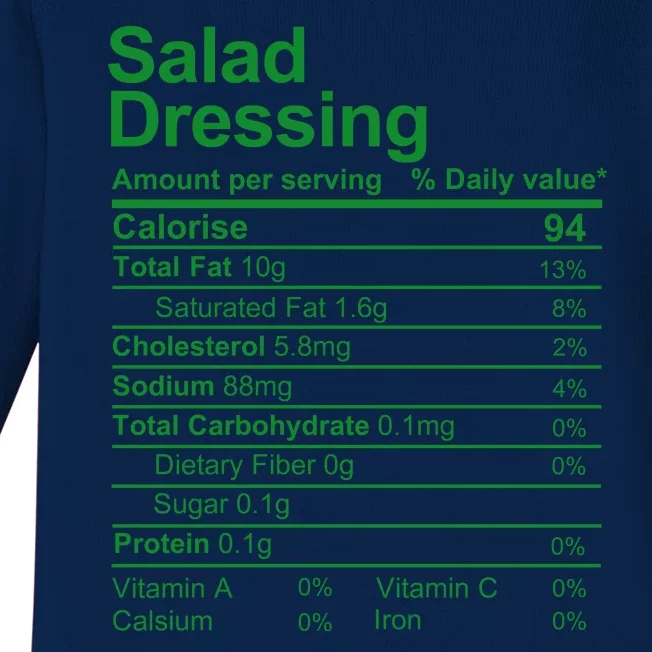 Salad Dressing Nutrition Facts Label Baby Long Sleeve Bodysuit