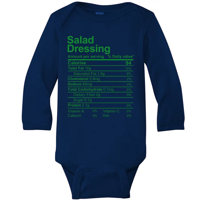 Salad Dressing Nutrition Facts Label Baby Long Sleeve Bodysuit