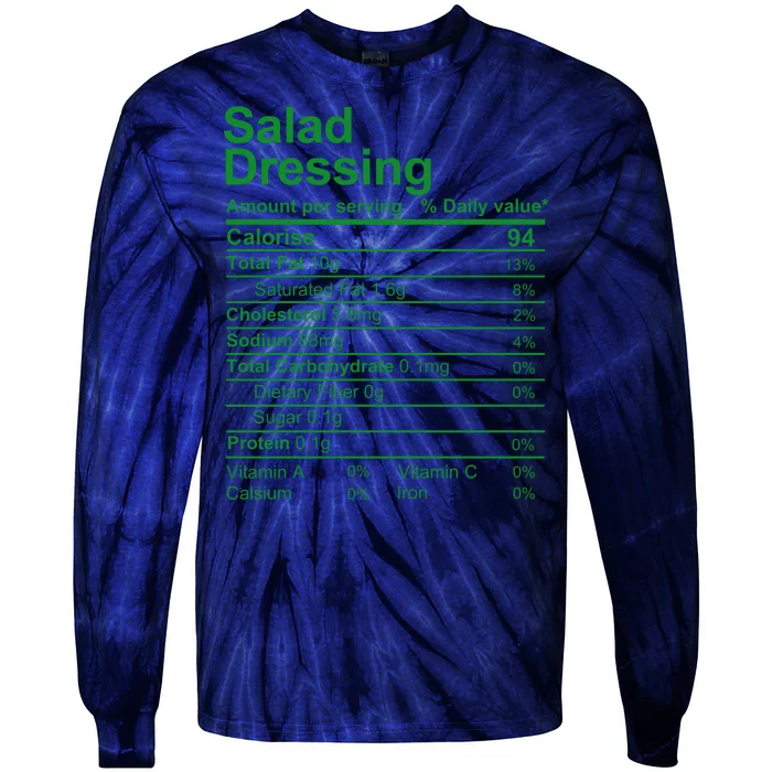 Salad Dressing Nutrition Facts Label Tie-Dye Long Sleeve Shirt