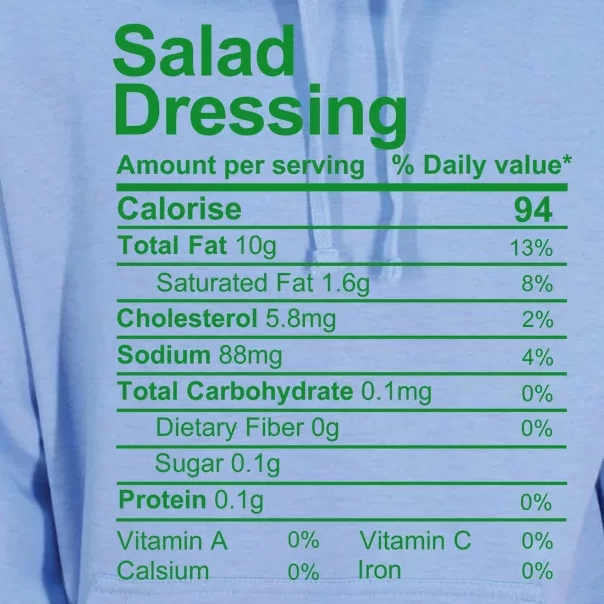 Salad Dressing Nutrition Facts Label Unisex Surf Hoodie