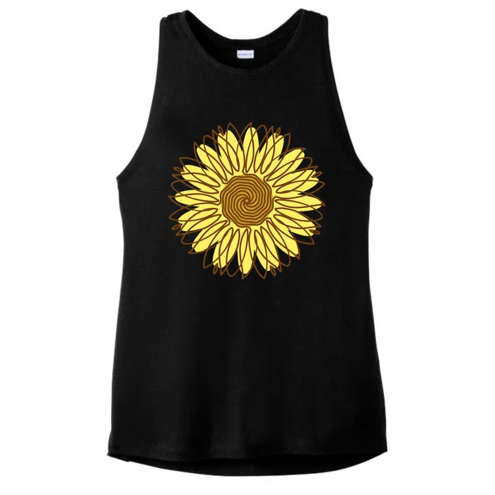 Sunflower Drawing Nature Ladies Tri-Blend Wicking Tank