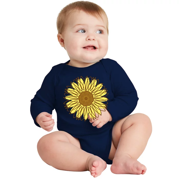 Sunflower Drawing Nature Baby Long Sleeve Bodysuit