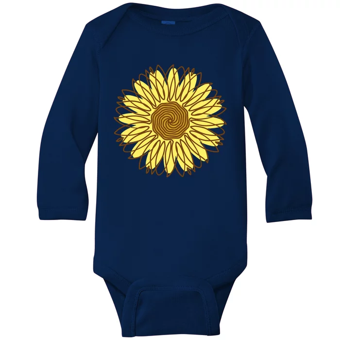 Sunflower Drawing Nature Baby Long Sleeve Bodysuit