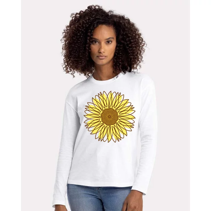 Sunflower Drawing Nature Womens Cotton Relaxed Long Sleeve T-Shirt