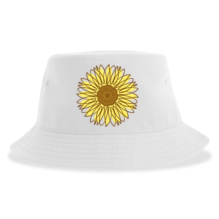 Sunflower Drawing Nature Sustainable Bucket Hat