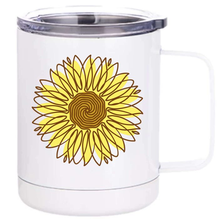 Sunflower Drawing Nature Front & Back 12oz Stainless Steel Tumbler Cup