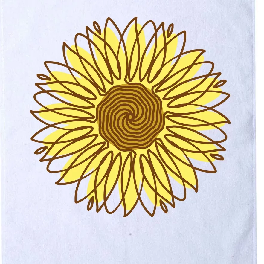 Sunflower Drawing Nature Platinum Collection Golf Towel