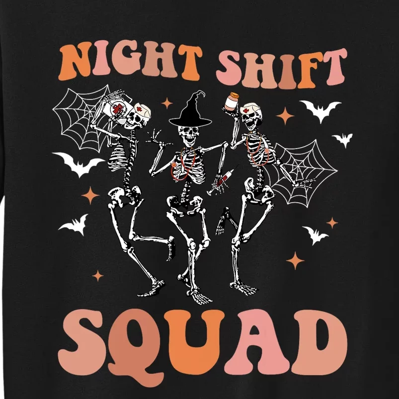 Skeleton Dancing Nurse Night Squad Shift Halloween Sweatshirt