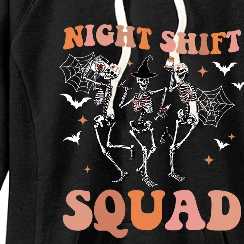 Skeleton Dancing Nurse Night Squad Shift Halloween Women's Fleece Hoodie