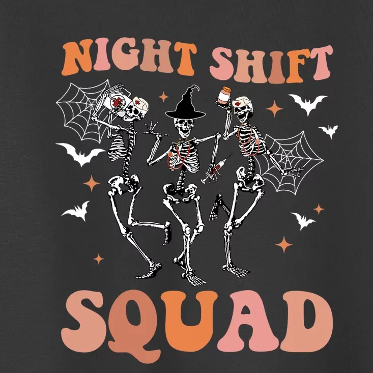 Skeleton Dancing Nurse Night Squad Shift Halloween Toddler T-Shirt