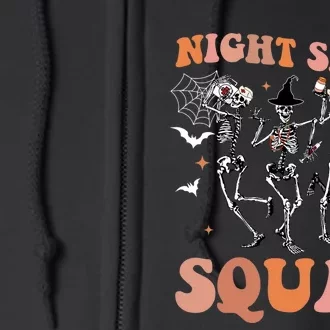 Skeleton Dancing Nurse Night Squad Shift Halloween Full Zip Hoodie