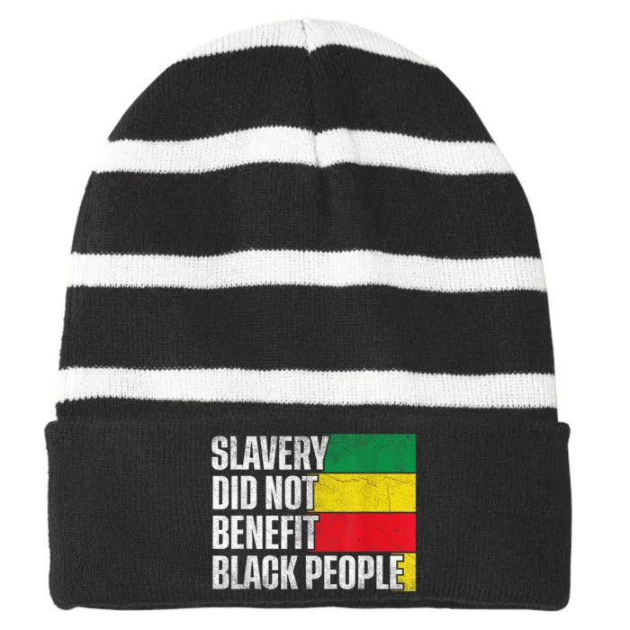 Slavery Did Not Benefit Black People Striped Beanie with Solid Band