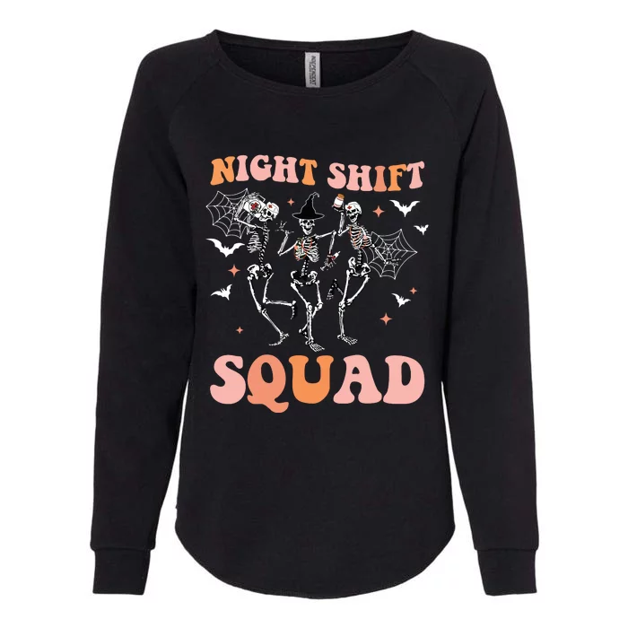 Skeleton Dancing Nurse Night Squad Shift Halloween Womens California Wash Sweatshirt