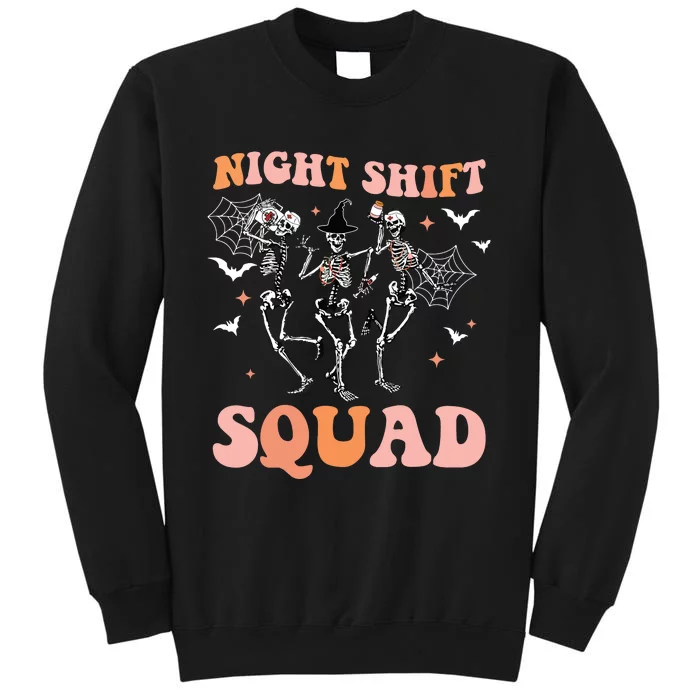 Skeleton Dancing Nurse Night Squad Shift Halloween Tall Sweatshirt