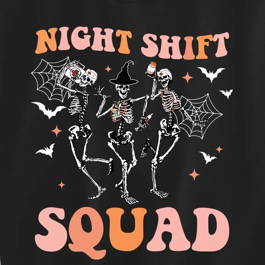 Skeleton Dancing Nurse Night Squad Shift Halloween Kids Sweatshirt