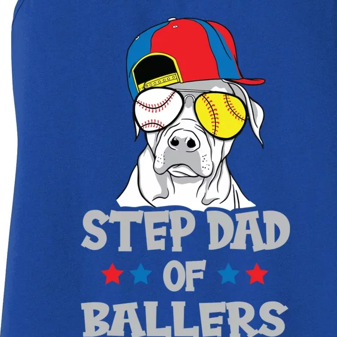 Step Dad Of Ballers Softball Baseball Father Cool Gift Women's Racerback Tank