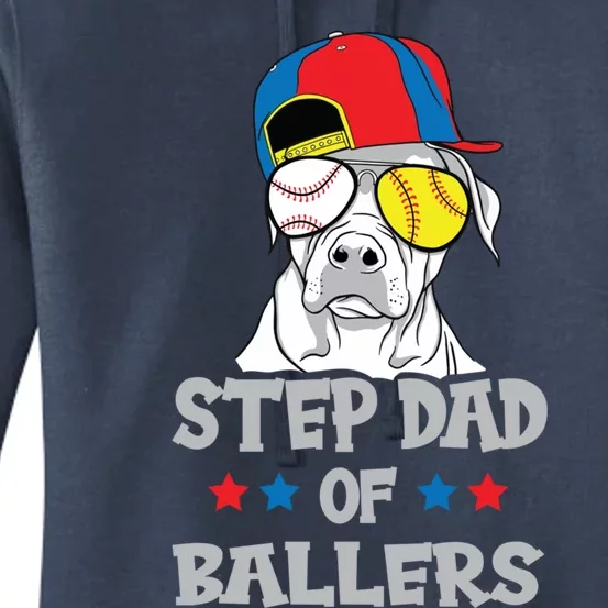 Step Dad Of Ballers Softball Baseball Father Cool Gift Women's Pullover Hoodie