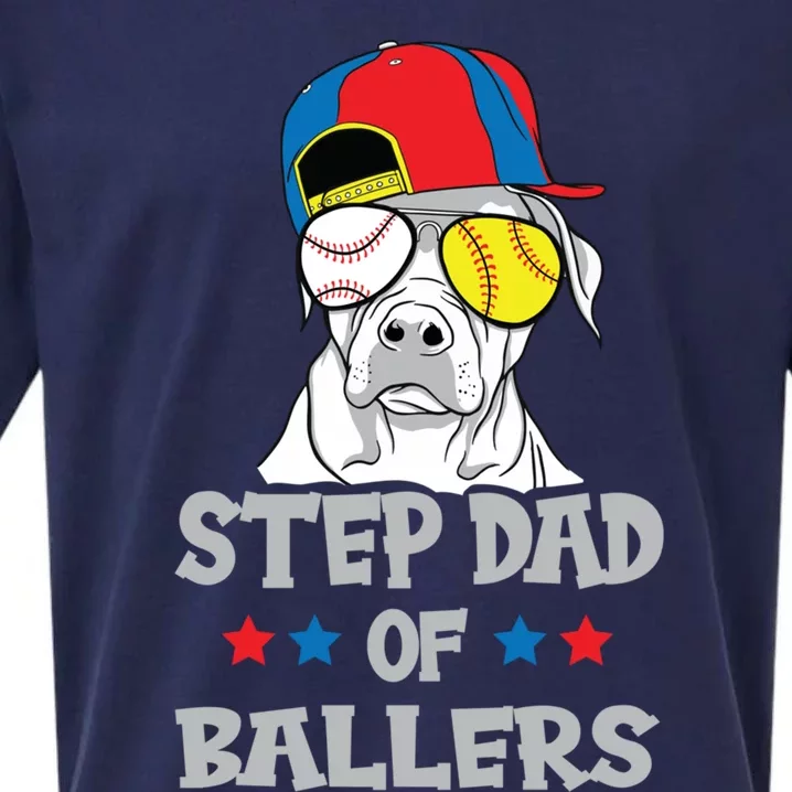 Step Dad Of Ballers Softball Baseball Father Cool Gift Sueded Cloud Jersey T-Shirt