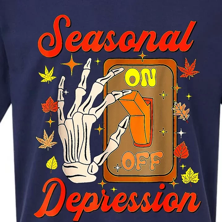 Seasonal Depression On Off Fall Quote Autumn Leaves Sueded Cloud Jersey T-Shirt