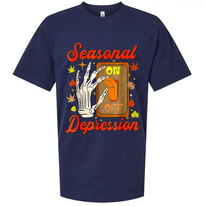 Seasonal Depression On Off Fall Quote Autumn Leaves Sueded Cloud Jersey T-Shirt