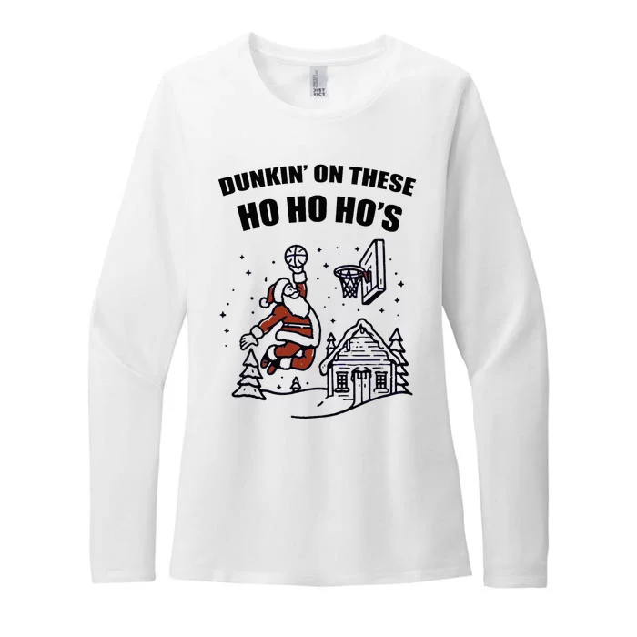 Santa Dunkin' on these Ho Ho Ho Christmas Womens CVC Long Sleeve Shirt