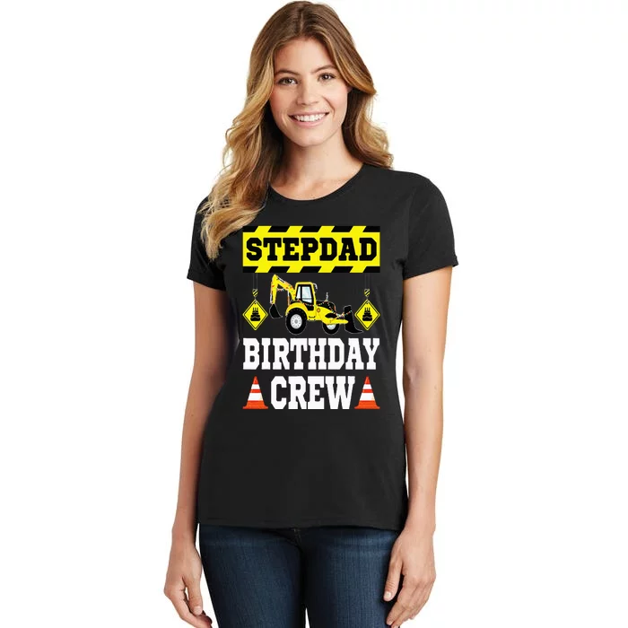 Step Dad Of the Birthday Crew Construction Family Matching Women's T-Shirt