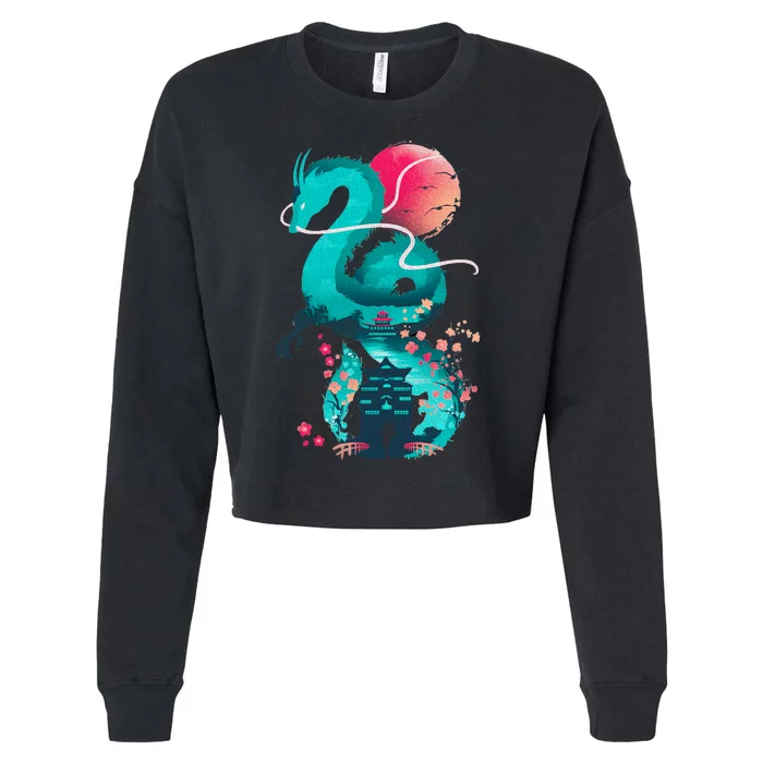 Spirit Dragon Of The River Cropped Pullover Crew