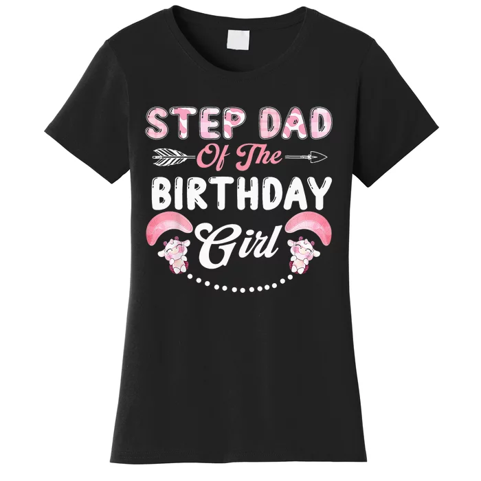 Step Dad Of The Birthday Farming Barnyard Birthday Cow Women's T-Shirt