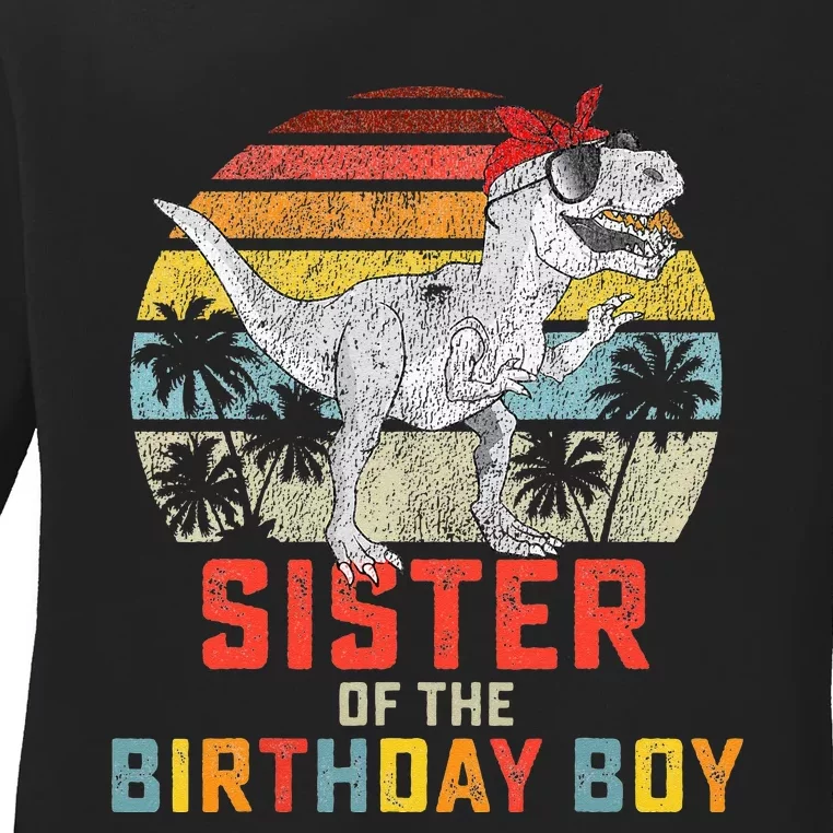 Sister Dinosaur of the Birthday Matching Family Ladies Long Sleeve Shirt