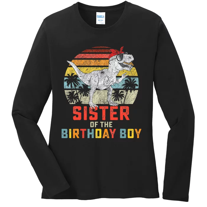 Sister Dinosaur of the Birthday Matching Family Ladies Long Sleeve Shirt