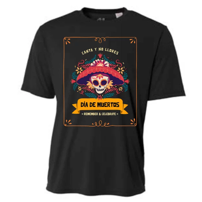 Skull Day Of The Dead Dia De Los Muertos Flowers Gift Cooling Performance Crew T-Shirt