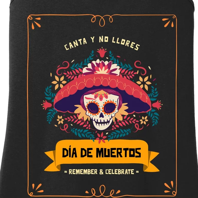 Skull Day Of The Dead Dia De Los Muertos Flowers Gift Ladies Essential Tank