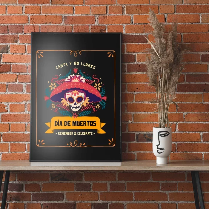 Skull Day Of The Dead Dia De Los Muertos Flowers Gift Poster