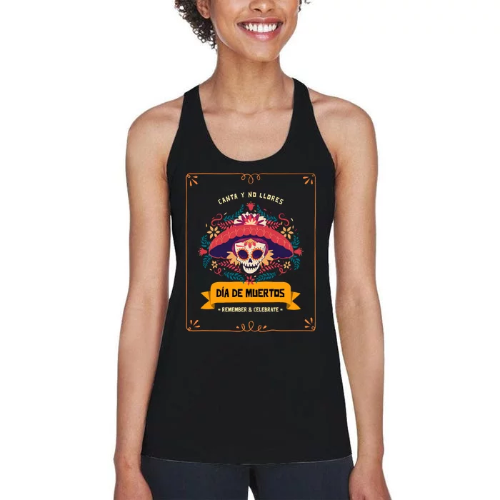 Skull Day Of The Dead Dia De Los Muertos Flowers Gift Women's Racerback Tank