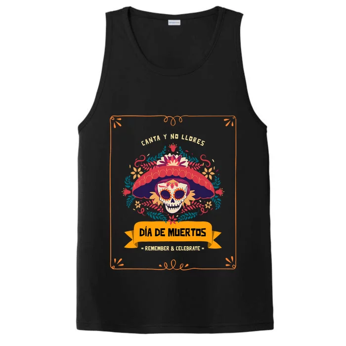 Skull Day Of The Dead Dia De Los Muertos Flowers Gift Performance Tank