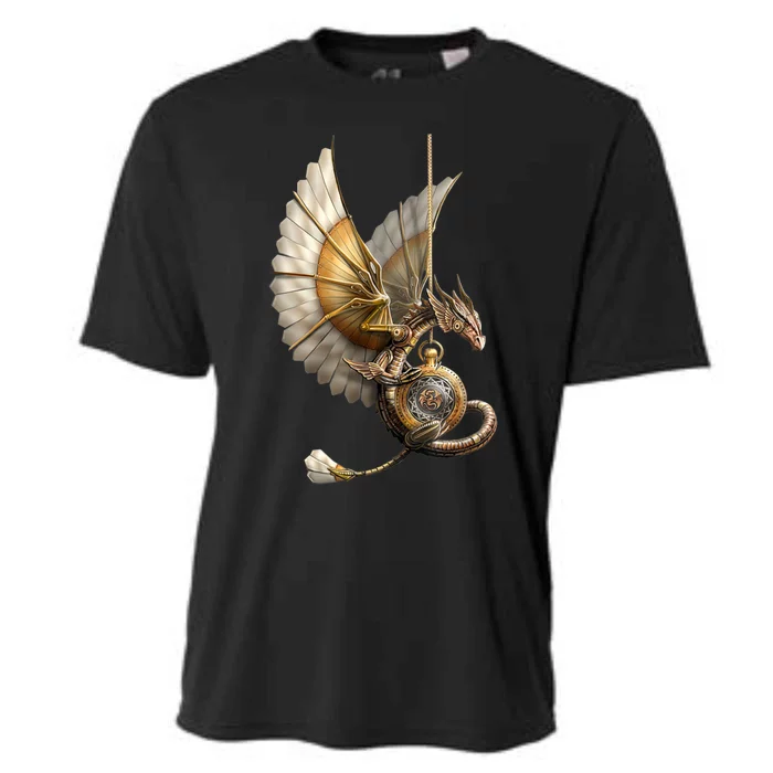 Steampunk Dragon On Watch Vintage Cooling Performance Crew T-Shirt