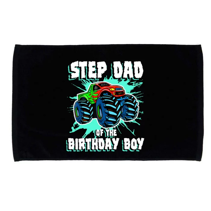 Step Dad Of The Birthday Boy Monster Truck Birthday Party Microfiber Hand Towel