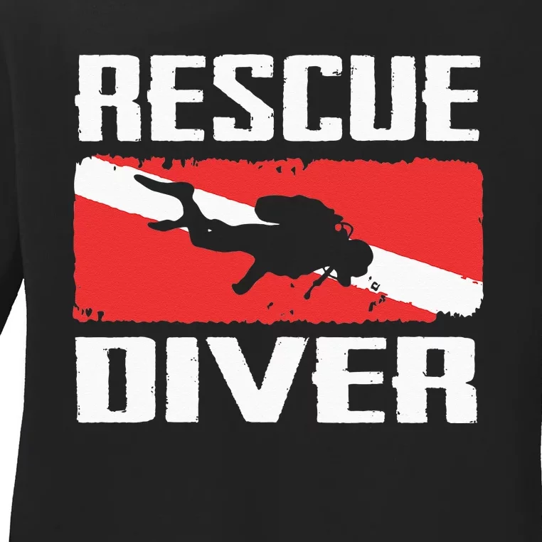 Scuba Diving Ocean Diver Rescue Diver Ladies Long Sleeve Shirt