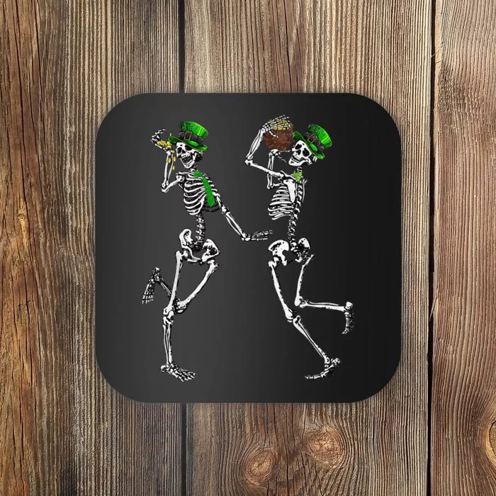 Skeleton Dance Of Death St Patricks Day Skull Leprechaun Coaster