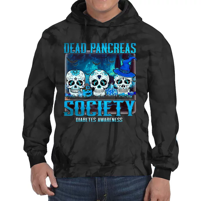 Skull Dead Pancreas Society Diabetes Awareness Halloween Tie Dye Hoodie