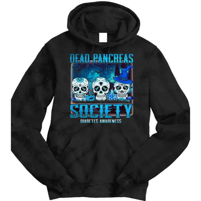 Skull Dead Pancreas Society Diabetes Awareness Halloween Tie Dye Hoodie