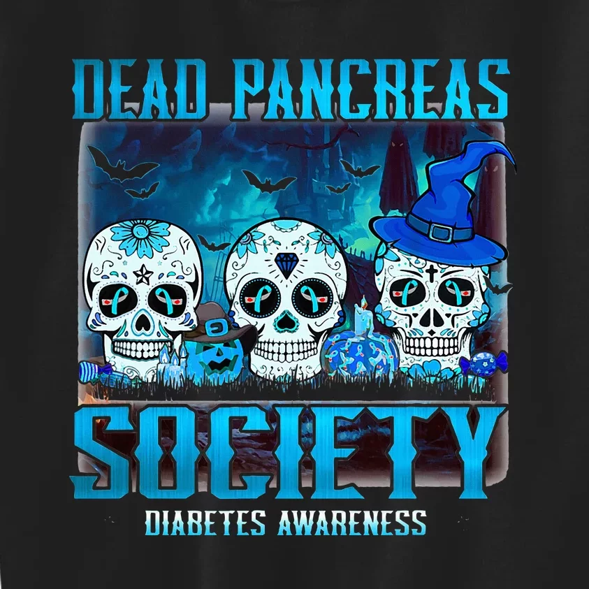 Skull Dead Pancreas Society Diabetes Awareness Halloween Kids Sweatshirt