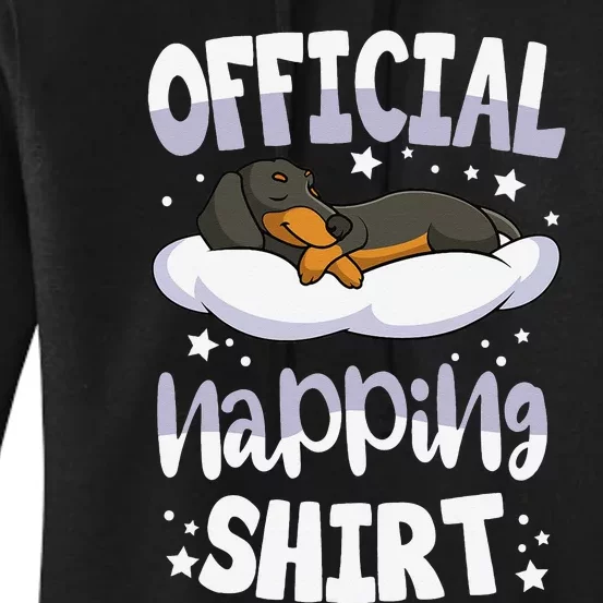 Sleeping Dachshund Pajama Dog Lover Gift Official Napping Women's Pullover Hoodie