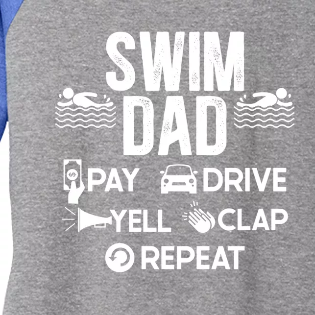 Swim Dad Pay Drive Yell Swimming Father Of A Swimmer Dad Great Gift Women's Tri-Blend 3/4-Sleeve Raglan Shirt