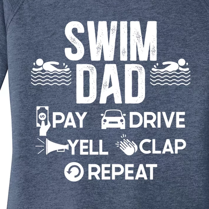 Swim Dad Pay Drive Yell Swimming Father Of A Swimmer Dad Great Gift Women's Perfect Tri Tunic Long Sleeve Shirt